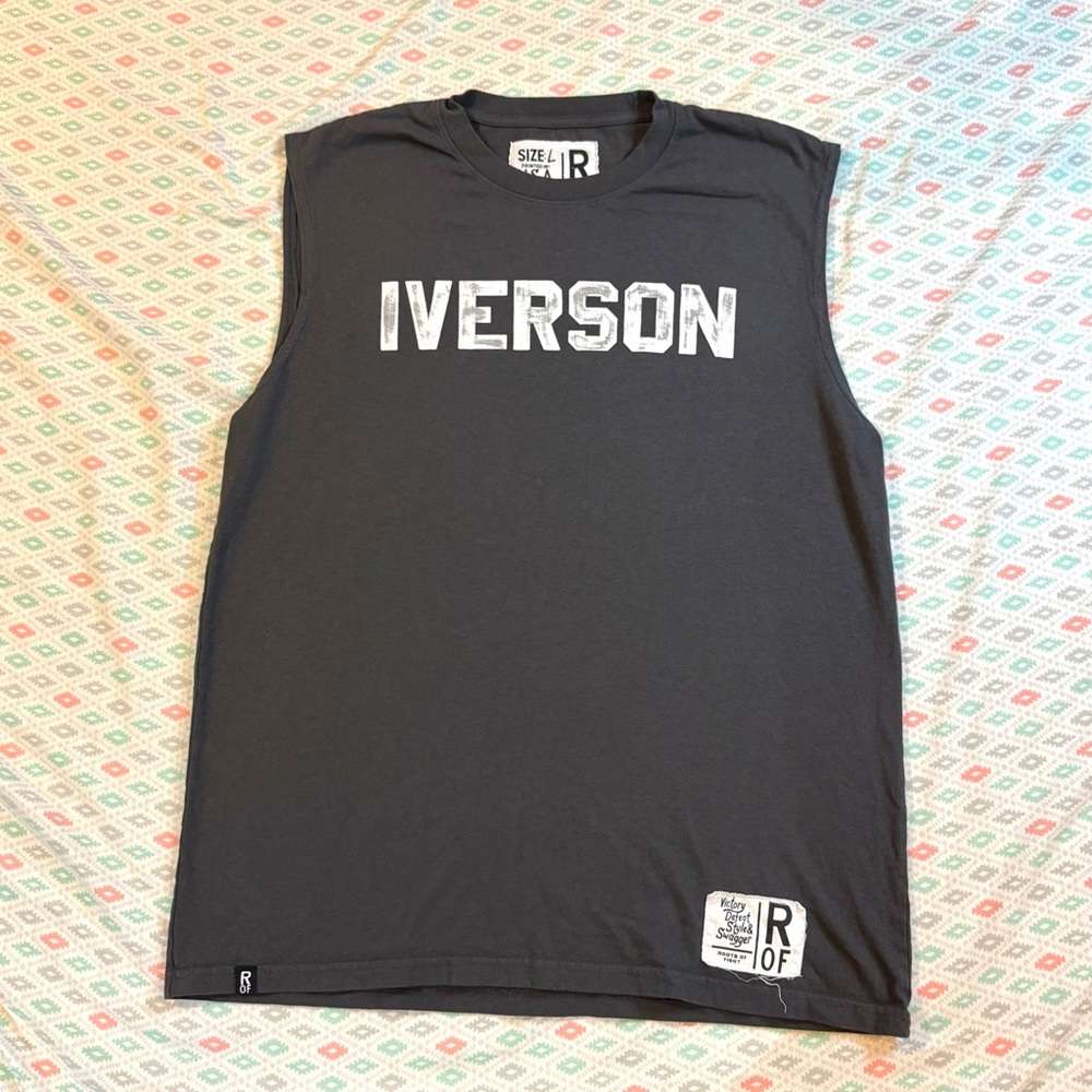 Allen Iverson Roots of Fight Philly Black Muscle Tee  Size Large